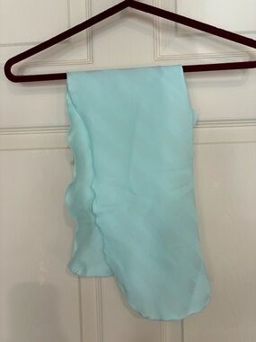 Vintage Light Blue Scalloped Edge Scarf - Women
